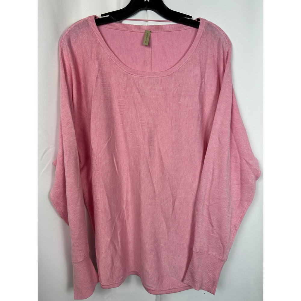 Balletcore Soya Concept Pink Button Back Scoop Neck Long Sleeve Knit Sweater XXL